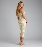 Playful Chic Floral Tube Midi Dress